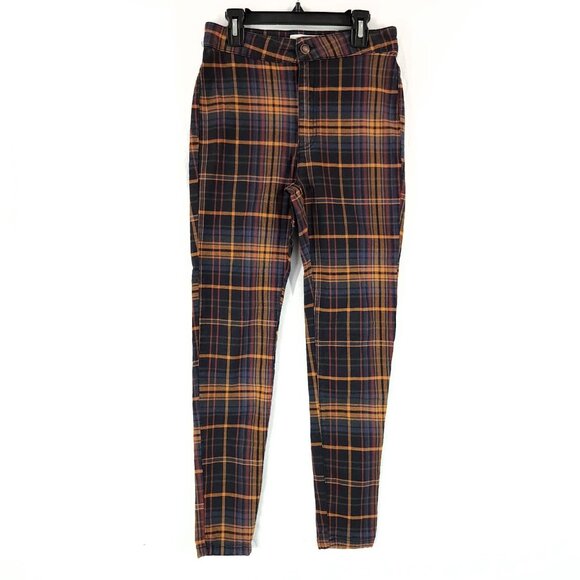 Free People Pants Fall Plaid Size 26 High Rise Soft Trousers Tapared Leg - Picture 1 of 13